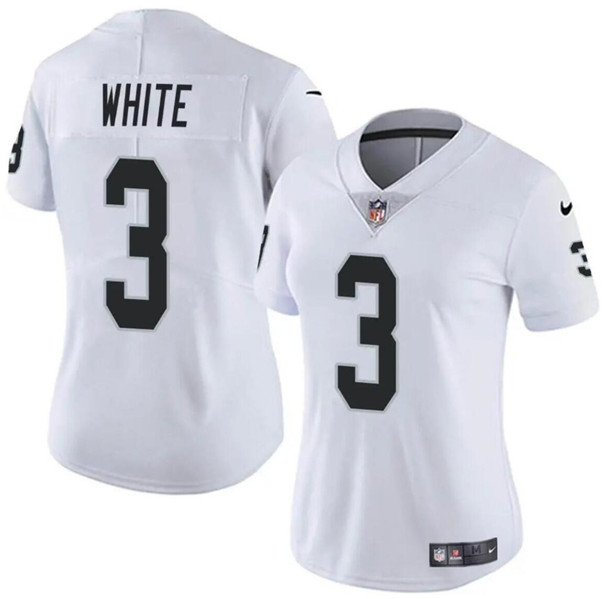 Women's Las Vegas Raiders #3 Zamir White White Vapor Stitched Jersey(Run Small)