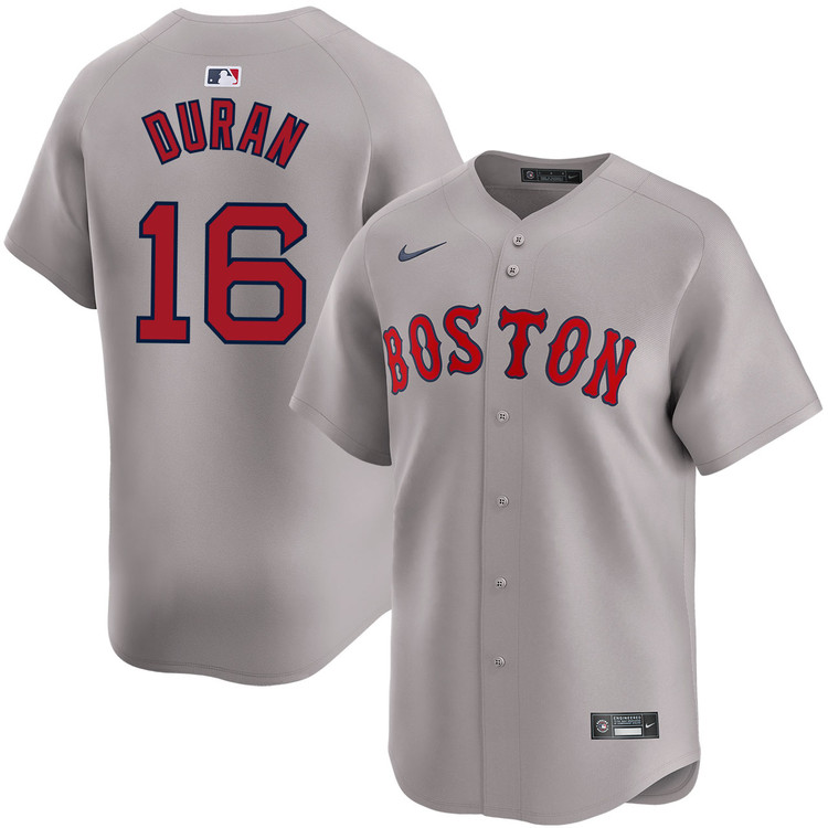 Men's Boston Red Sox #16 Jarren Duran Road Gray Limited Cool Base Stitched Baseball Jersey