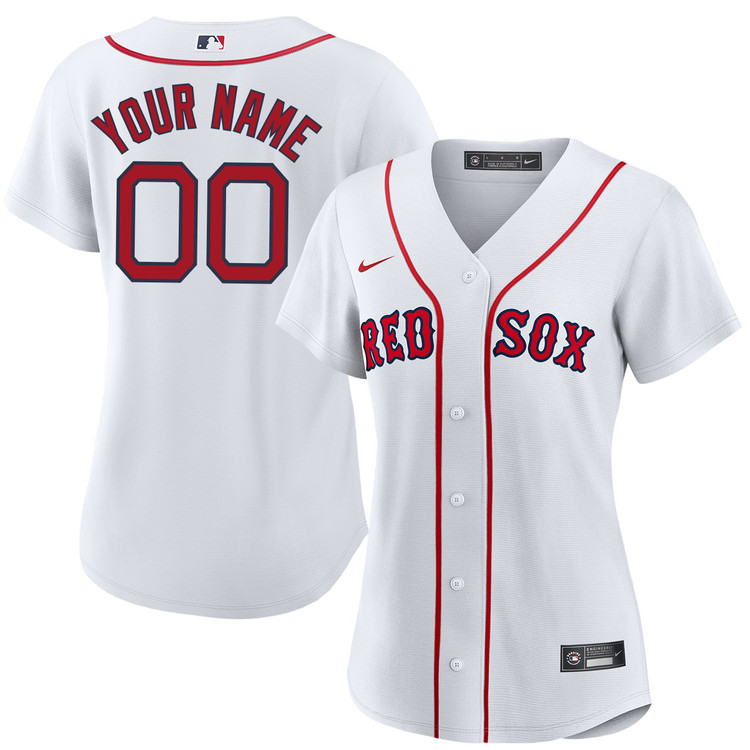 Women's Boston Red Sox Home White Personalized Stitched Baseball Jersey