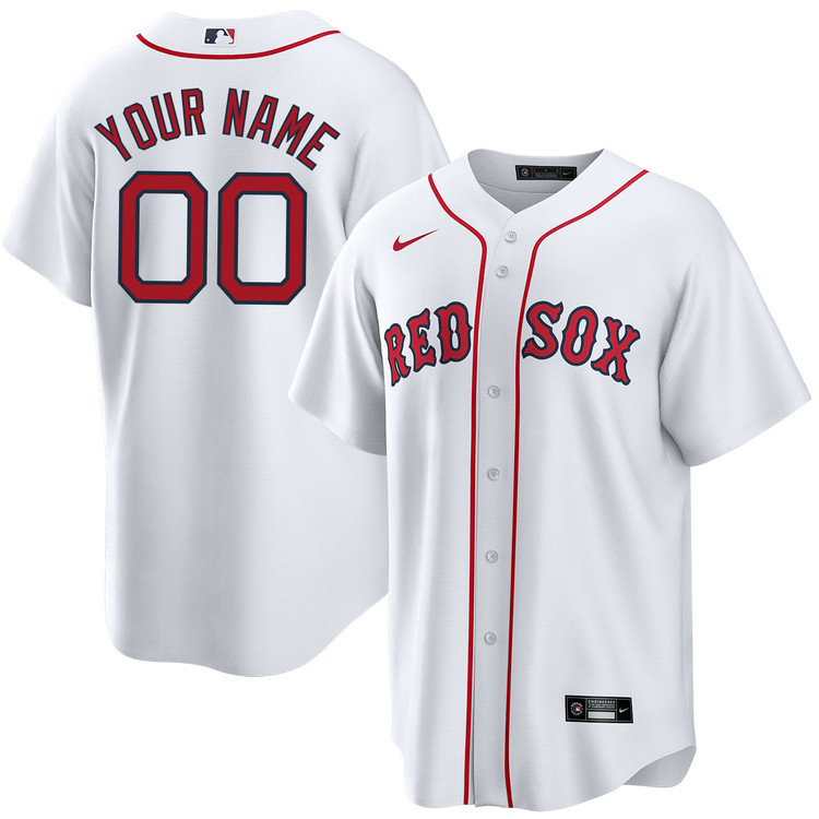 Men's Boston Red Sox Home White Personalized Stitched Baseball Jersey