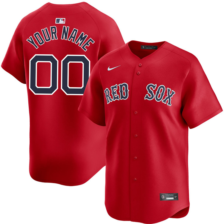 Men's Boston Red Sox Personalized Alternate Red Limited Stitched Baseball Jersey