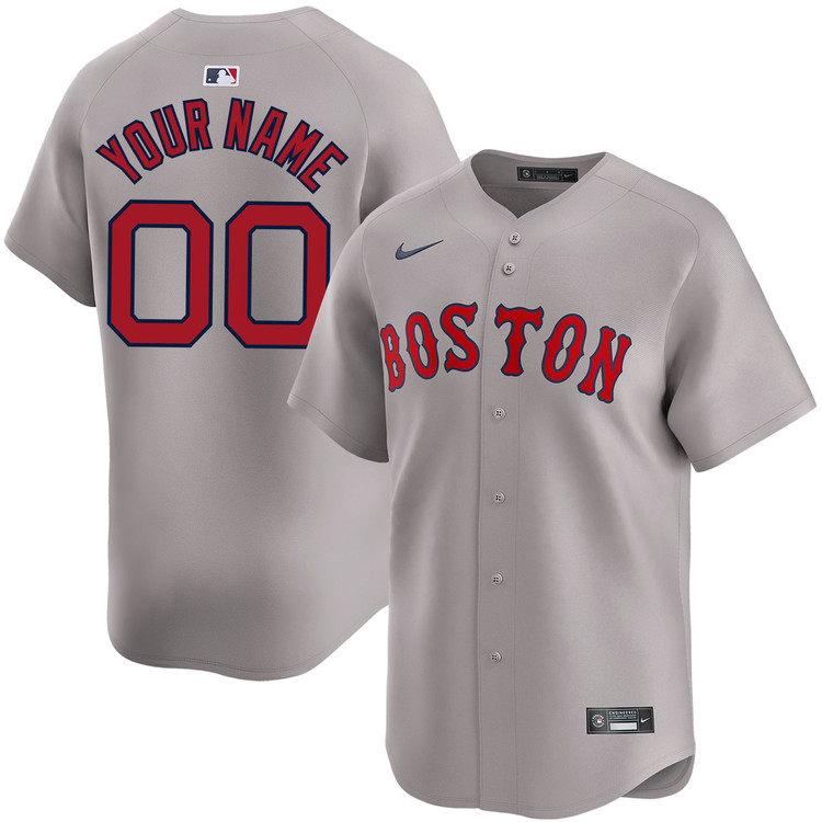 Men's Boston Red Sox Personalized Road Gray Limited Stitched Baseball Jersey