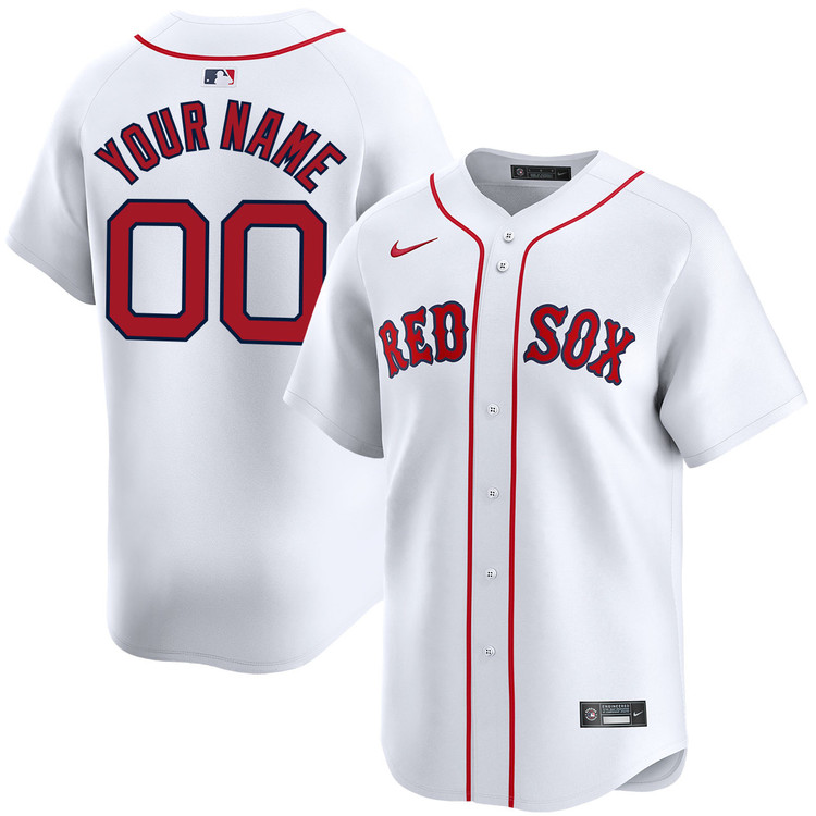 Men's Boston Red Sox Personalized Home White Limited Stitched Baseball Jersey