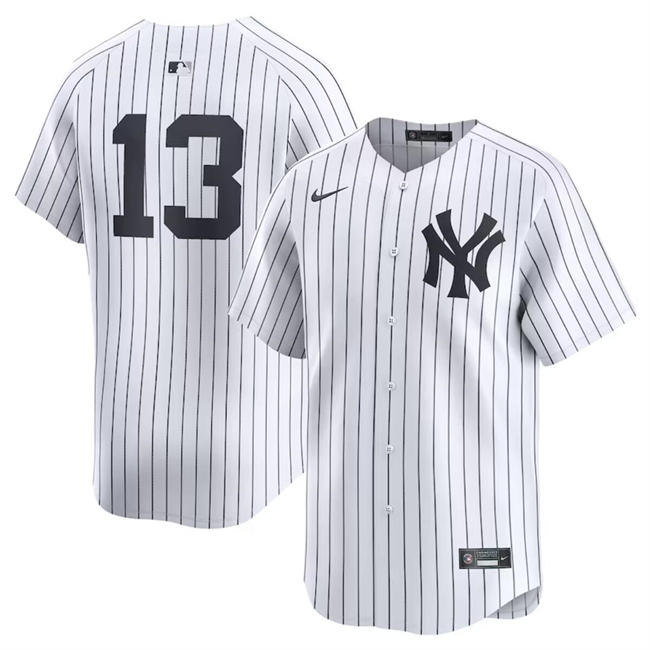 Men's New York Yankees #13 Jazz Chisholm Jr White 2024 Home Limited Player Stitched Baseball Jersey