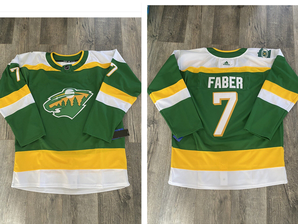 Men's Minnesota Wild  #7 Brock Faber Green 2023-24 Stitched Jersey