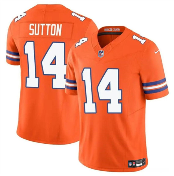 Men's Denver Broncos #14 Courtland Sutton Orange F.U.S.E. Mile High Collection 1977 Throwback Vapor Limited Football Stitched Jersey