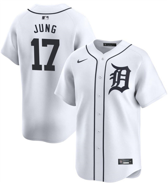 Men's Detroit Tigers #17 Jace Jung White 2024 Home Limited Stitched Baseball Jersey