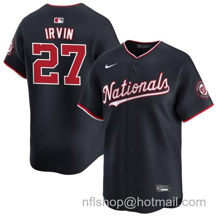 Men's Washington Nationals #27 Jake Irvin Nike Navy 2024 Alternate Limited Stitched Baseball Jersey