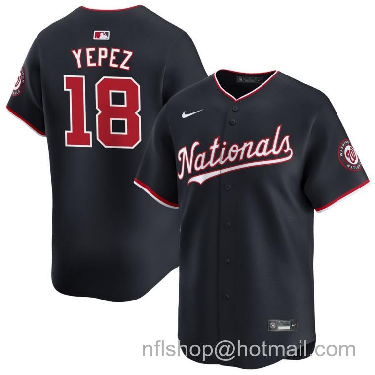 Men's Washington Nationals #18 Juan Yepez Nike Navy 2024 Alternate Limited Stitched Baseball Jersey