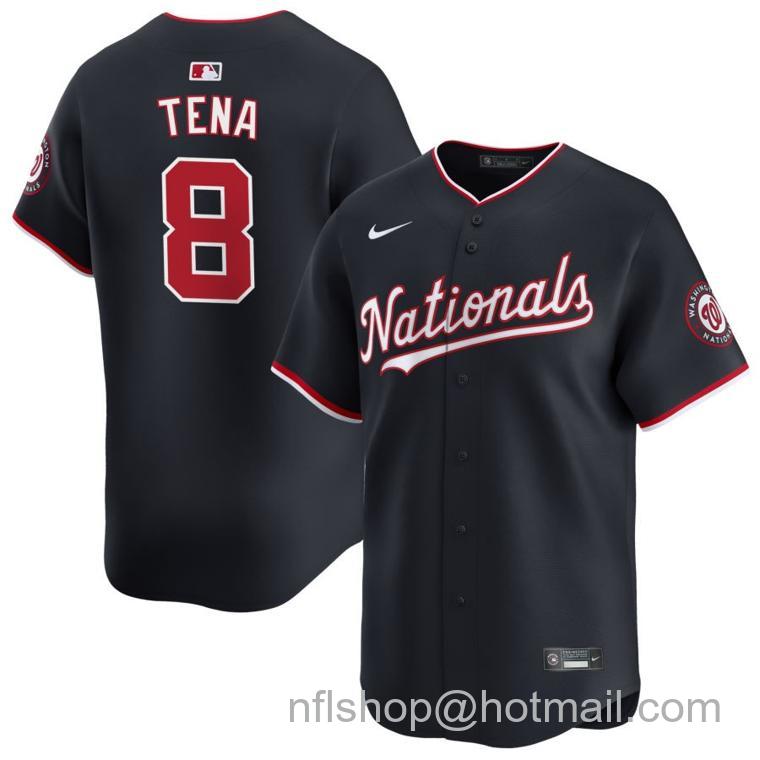 Men's Washington Nationals #8 Jose Tena Nike Navy 2024 Alternate Limited Stitched Baseball Jersey