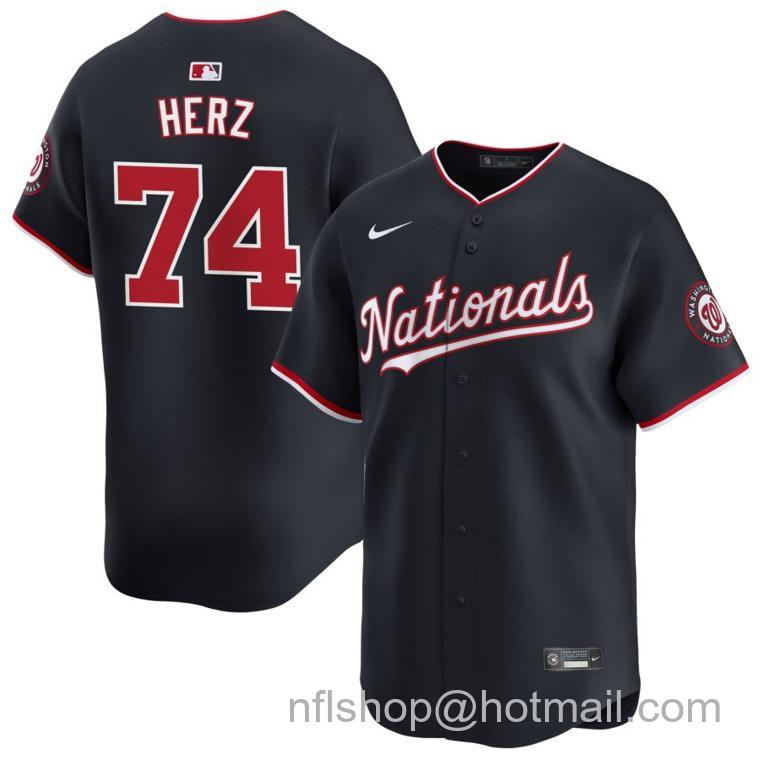 Men's Washington Nationals #74 DJ Herz Nike Navy 2024 Alternate Limited Stitched Baseball Jersey