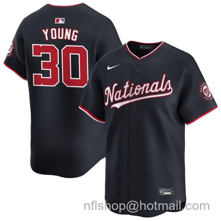 Men's Washington Nationals #30 Jacob Young Nike Navy 2024 Alternate Limited Stitched Baseball Jersey