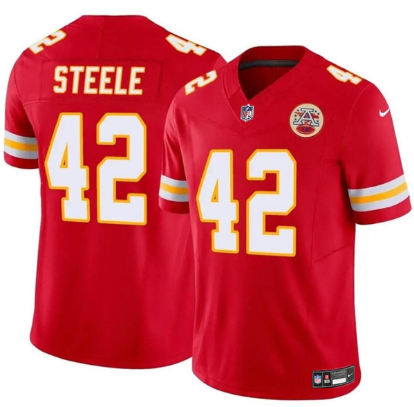 Men's Kansas City Chiefs #42 Carson Steele Red F.U.S.E. Vapor Untouchable Limited Football Stitched Jersey