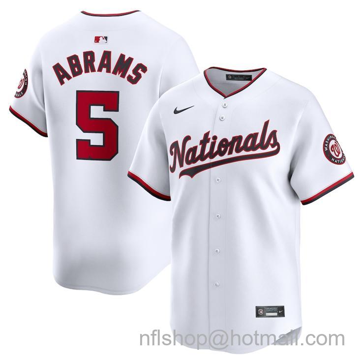 Men's Washington Nationals #5 CJ Abrams White Home Nike Limited Player Stitched Baseball Jersey