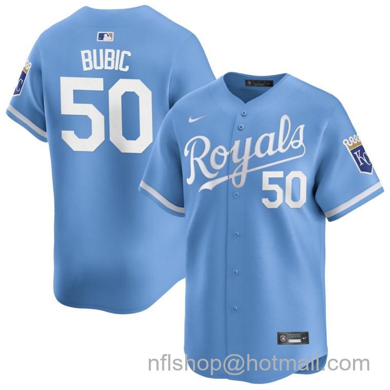 Men's Kansas City Royals #50 Kris Bubic Light Blue 2024 Alternate Limited Stitched Baseball Jersey