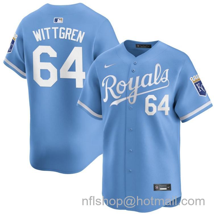 Men's Kansas City Royals #64 Nick Wittgren Light Blue 2024 Alternate Limited Stitched Baseball Jersey