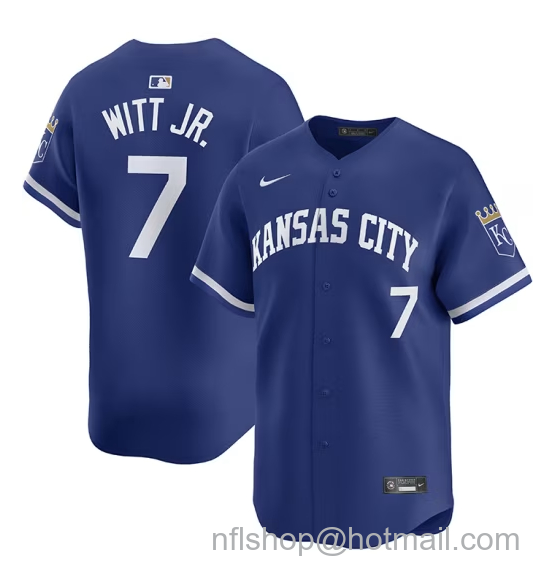 Men's Kansas City Royals #7 Bobby Witt Jr. Royal 2024 Alternate Limited Stitched Baseball Jersey