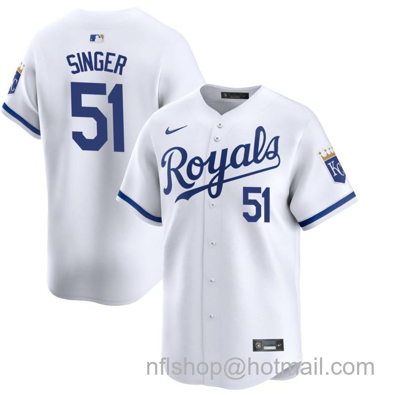 Youth Kansas City Royals #51 Brady Singer White 2024 Home Limited Stitched Baseball Jersey