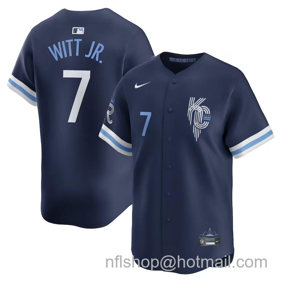 Youth Kansas City Royals #7 Bobby Witt Jr. Navy City Connect 2024 Limited Player Stitched Baseball Jersey