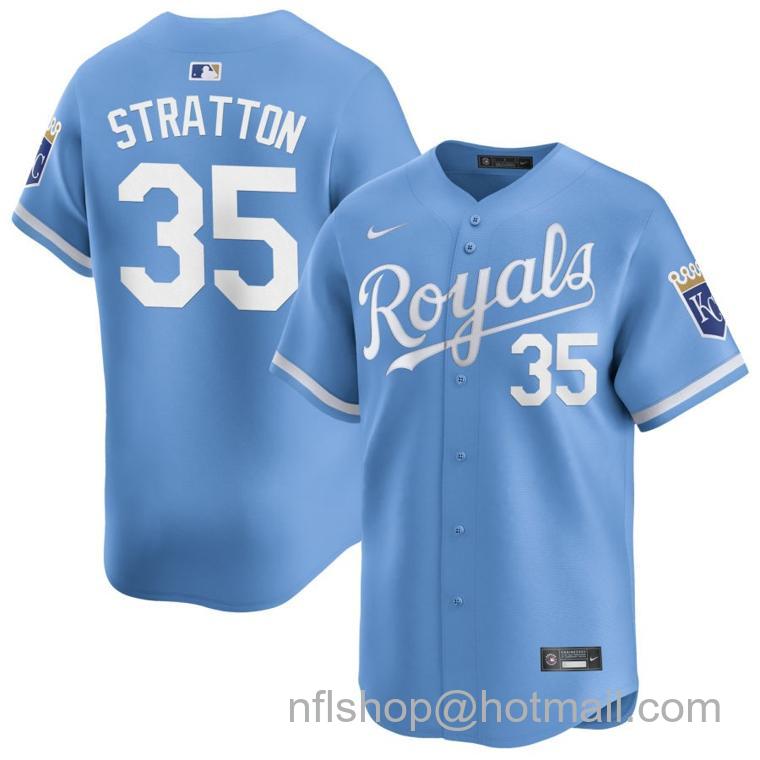 Youth Kansas City Royals #35 Chris Stratton Light Blue 2024 Alternate Limited Stitched Baseball Jersey