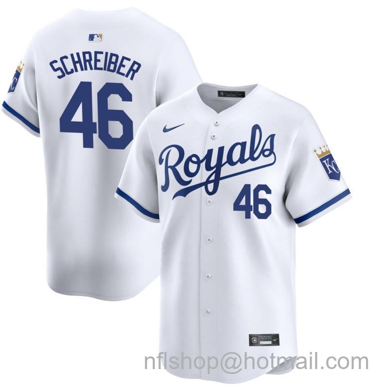 Youth Kansas City Royals #46 John Schreiber White 2024 Home Limited Stitched Baseball Jersey