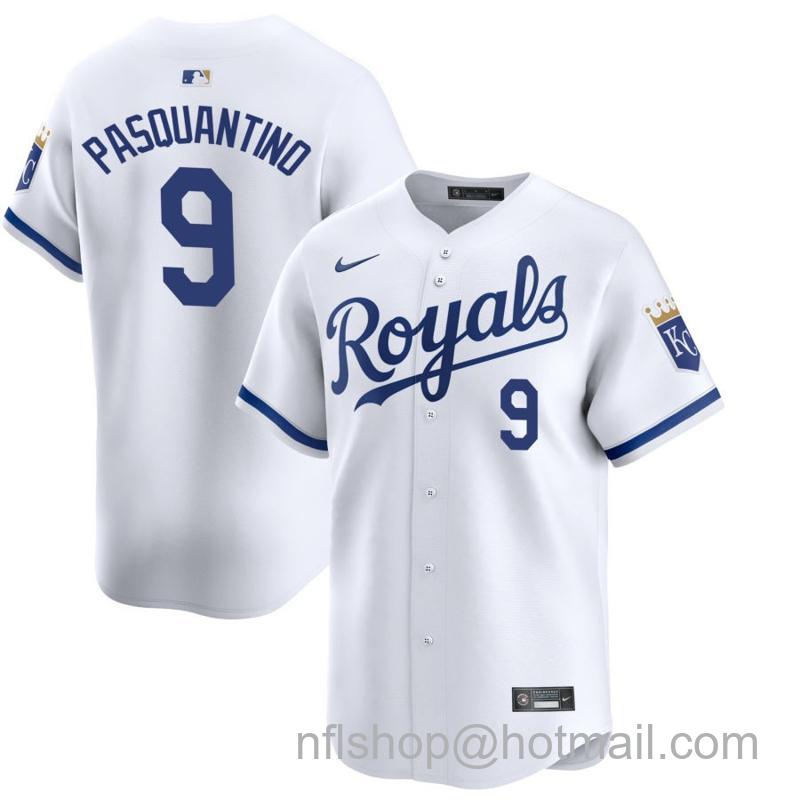 Youth Kansas City Royals #9 Vinnie Pasquantino White 2024 Home Limited Stitched Baseball Jersey