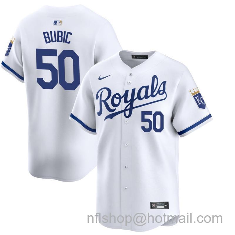 Men's Kansas City Royals #50 Kris Bubic White 2024 Home Limited Stitched Baseball Jersey