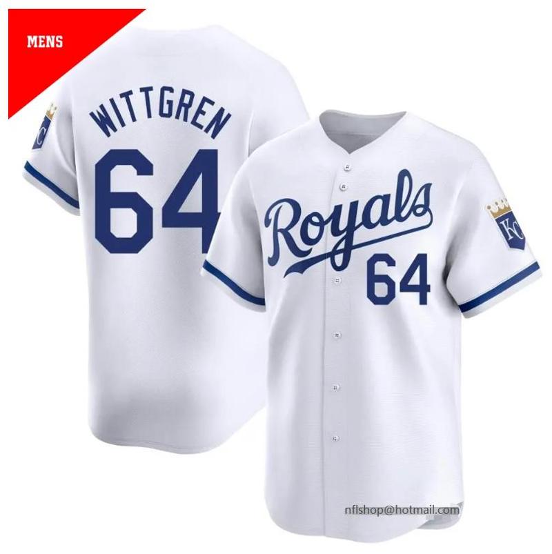 Men's Kansas City Royals #64 Nick Wittgren White 2024 Home Limited Stitched Baseball Jersey