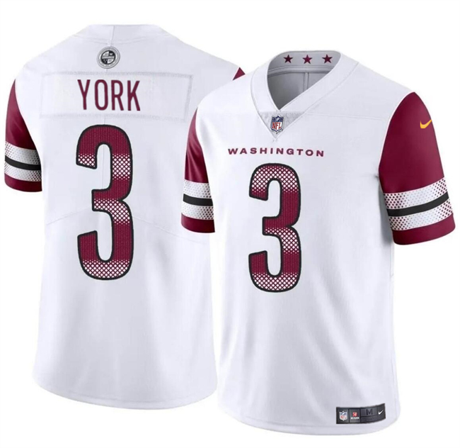 Men's Washington Commanders #3 Cade York White 2024 Vapor Limited Football Stitched Jersey