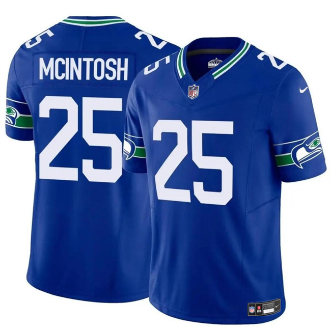 Men's Seattle Seahawks #25 Kenny McIntosh Royal 2024 F.U.S.E Throwback Vapor Limited Football Stitched Jersey