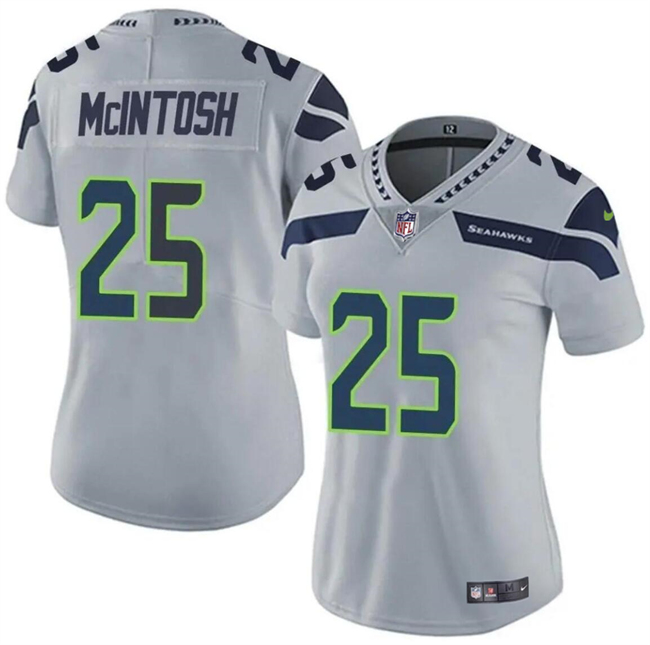 Women's Seattle Seahawks #25 Kenny McIntosh Gray Vapor Limited Football Stitched Jersey(Run Small)