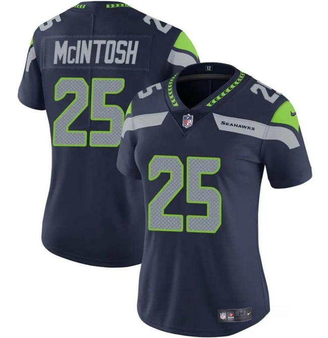 Women's Seattle Seahawks #25 Kenny McIntosh Navy Vapor Limited Football Stitched Jersey(Run Small)