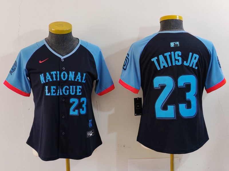 Women's San Diego Padres #23 Fernando Tatis Jr Number Navy 2024 All Star Limited Stitched Jersey