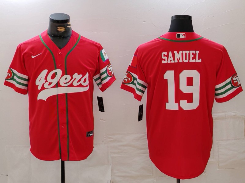 Men's San Francisco 49ers #19 Deebo Samuel Red Mexico Cool Base Stitched Baseball Jersey