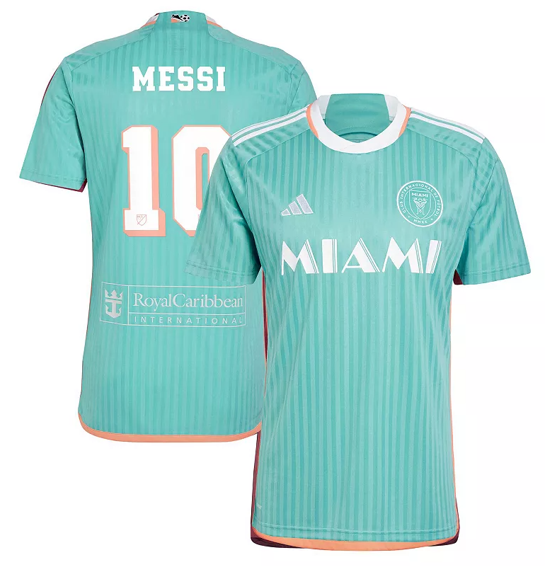 Men's adidas Inter Miami CF #10 Lionel Messi Aqua 2024 Archive Replica Player Jersey