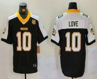 Men's Green Bay Packers #10 Jordan Love Black 2024 F.U.S.E. 13 Time World Champions Vapor Limited Stitched Jersey