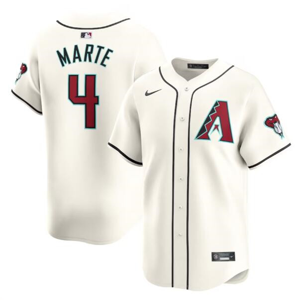 Men's Arizona Diamondbacks #4 Ketel Marte 2023-24 Cream Cool Base Stitched Baseball Jersey