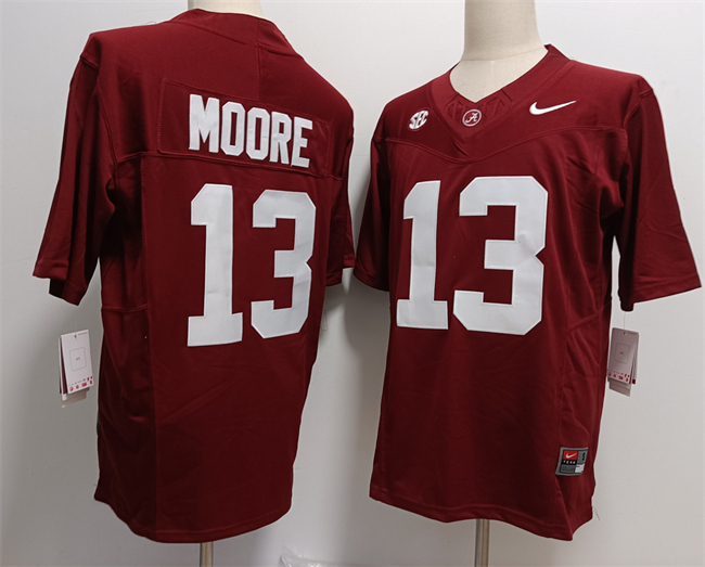 Men's Alabama Crimson Tide #13 Malachi Moore Red F.U.S.E Stitched NCAA Football Jersey