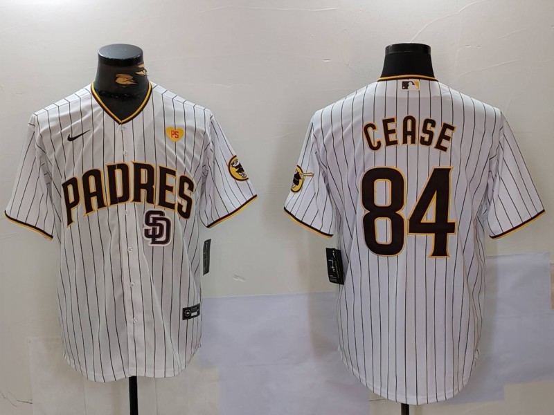 Men's San Diego Padres #84 White With PS Patch SD Cool Base Stitched Baseball Jersey