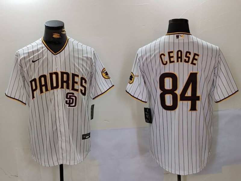 Men's San Diego Padres #84 Dylan Cease White SD Cool Base Stitched Baseball Jerseys