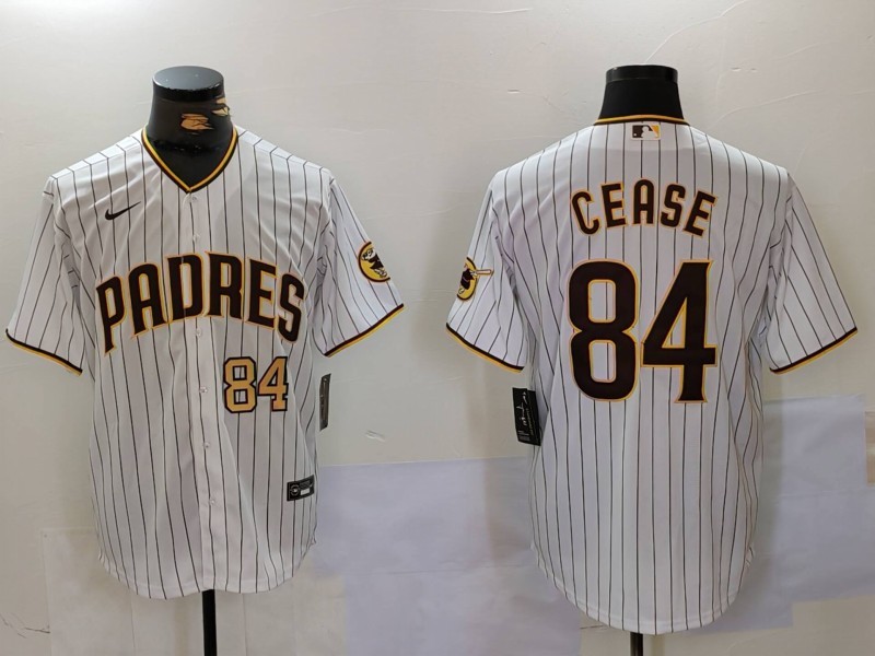 Men's San Diego Padres #84 Dylan Cease Number White Cool Base Stitched Baseball Jersey