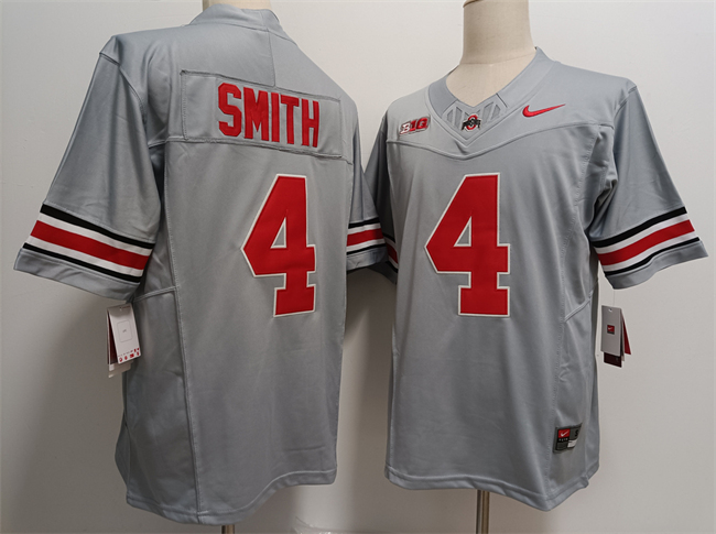 Men's Ohio State Buckeyes #4 Jeremiah Smith Grey 2024 F.U.S.E. Limited Stitched NCAA Jersey