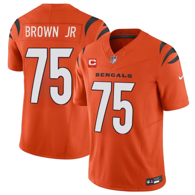 Men's Cincinnati Bengals #75 Orlando Brown Jr. Orange 2024 F.U.S.E With 1-star C Patch Vapor Untouchable Limited Stitched Jersey