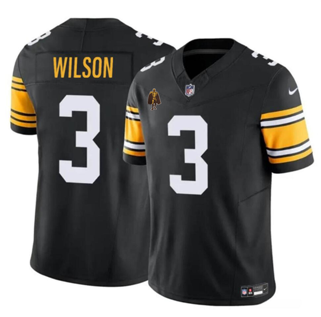 Men's Pittsburgh Steelers #3 Russell Wilson Black 2024 F.U.S.E. With Walter Payton Patch Vapor Untouchable Limited Stitched Jersey