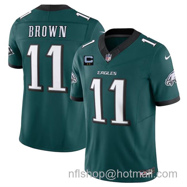 Men's Philadelphia Eagles #11 A. J. Brown Green F.U.S.E With 2-Star C Patch Vapor Untouchable Limited Stitched Football Jersey