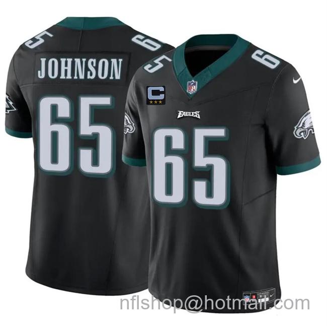 Men's Philadelphia Eagles #65 Lane Johnson Black F.U.S.E With 3-Star C Patch Vapor Untouchable Limited Stitched Football Jersey