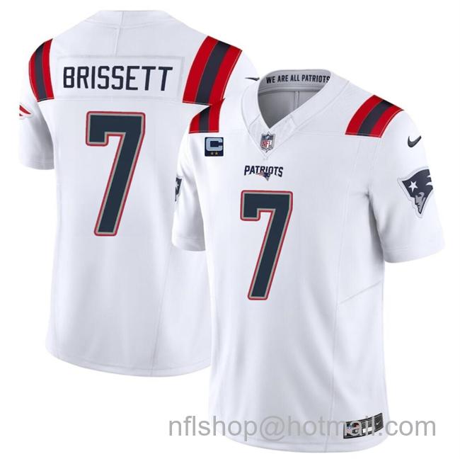 Men's New England Patriots #7 Jacoby Brissett White F.U.S.E. With 2-Star C Patch Vapor Limited Stitched Football Jersey