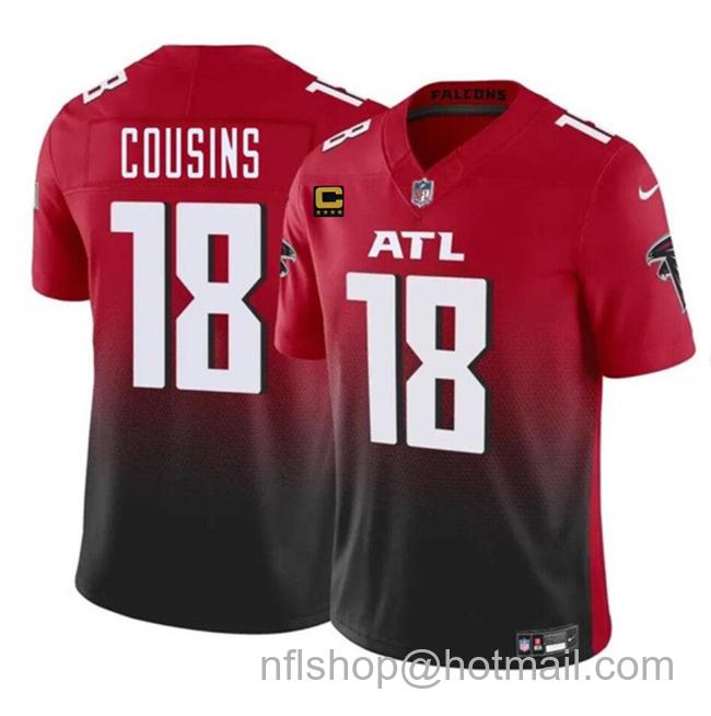 Men's Atlanta Falcons #18 Kirk Cousins Red_Black 2024 F.U.S.E With 4-Star C Patch Vapor Untouchable Limited Stitched Football Jersey