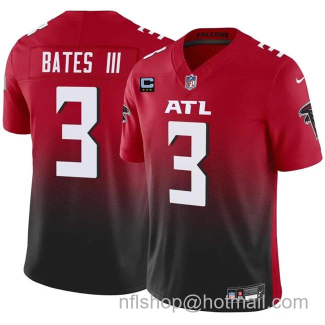 Men's Atlanta Falcons #3 Jessie Bates III Red_Black 2024 F.U.S.E With 3-Star C Patch Vapor Untouchable Limited Stitched Football Jersey