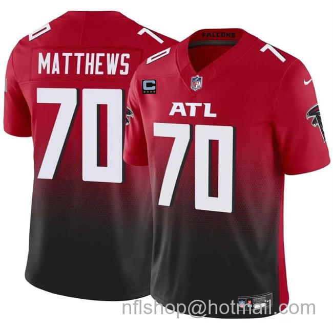 Men's Atlanta Falcons #70 Jake Matthews Red_Black 2024 F.U.S.E With 4-Star C Patch Vapor Untouchable Limited Stitched Football Jersey